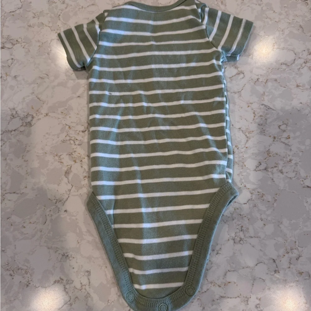 Carter's 3M Green and White Striped Baby Onesie